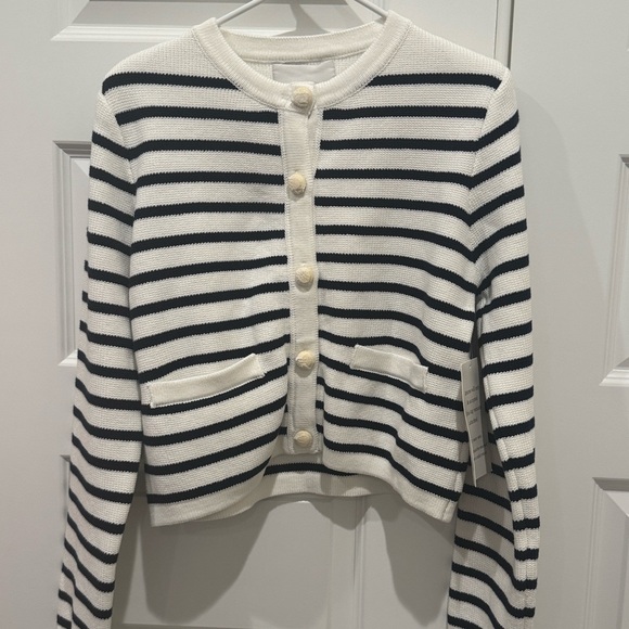 NWT English Factory Striped Cardigan with Gold Buttons Size Medium - Picture 1 of 16